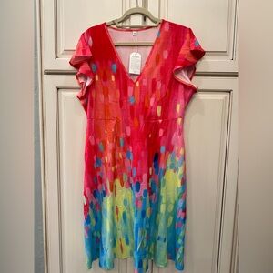 Vibrant Multicolor V-Neck Dress